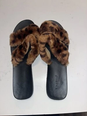 ¡¡NUEVO!! Sandalias planas de bambú de piel sintética de guepardo luna llena talla 9 M EE. UU. UE 39-40 Foto 1 de 3