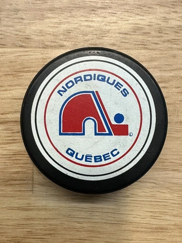 QUEBEC NORDIQUES Vintage Official Game Puck Trench JA Ziegler General Tire Slug Cover