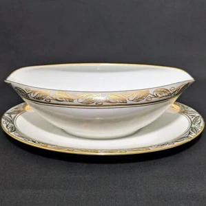 Noritake Gravy Boat Greta ciotola salsa oro bordo oro #5272 Giappone vintage - Foto 1 di 10