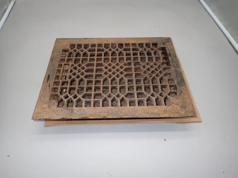 Antique Victorian Tuttle & Bailey Cast Iron Floor Grate Vent Register Louvers Cover