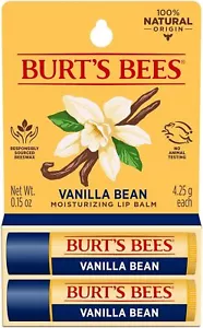 Burt's Bees Lip Balm Vanilla Bean Lip Moisturizer 2 Tubes 0.15 Oz. - Picture 1 of 6
