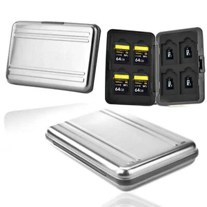 Silver Aluminum Memory Card Storage Case Box Holders For Micro SD Card 8 Slots - Picture 1 of 6