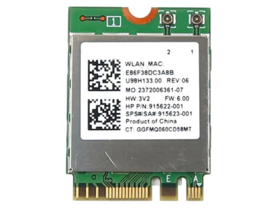 REALTEK RTL8822BE M.2 2230 PCI-E USB WIFI 802.11AC BLUETOOTH 4.2 CARD 915622-001 - Image 1 of 2