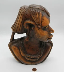 Vintage! African American Wooden Woman Hand Curved-Red Wood? 10" Amazing!  - Picture 1 of 7