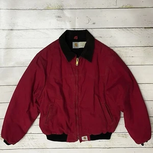 Vintage Carhartt Jacke Rot XL Cord Kragen Workwear USA Made RARE JQ2100 Zip 90s - Bild 1 von 16