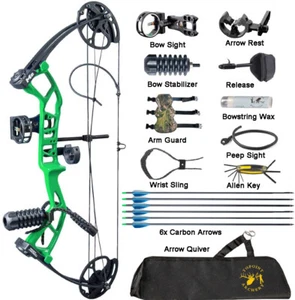 Youth Compound Bow Arrows Set 10-40lbs Adjustable Adult Women Archery Hunting - Picture 1 of 10