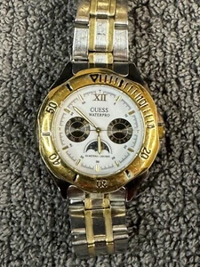 Guess 1996 Two-Tone Stainless Steel Waterpro Men’s Moon Phase Chronograph New Ba - Picture 1 of 6