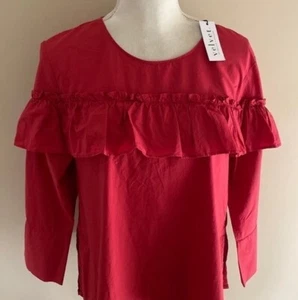 Velvet By Graham & Spencer Cotton Ruffle Crop Blouse New S - Picture 1 of 6