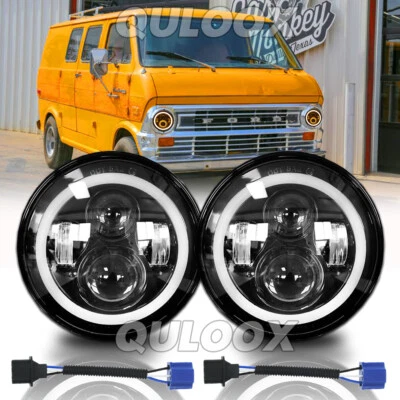 2pc 7"Round LED Hi/LO Headlight For Ford Econoline E-100 E-150 E-200 E-250 E-300 Foto 1 de 4