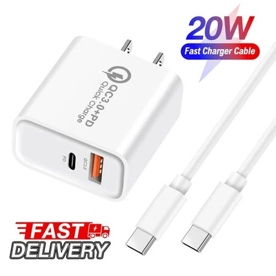 Paquete de 3 cargadores de pared súper rápidos para iPhone 16e 16Plus 15Pro 20W y cable tipo C de 1M Foto 1 de 4