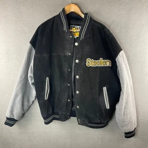 Vintage 90s Pittsburgh Steelers G-III Suede Chenille Varsity Jacket Size XL - Picture 1 of 9