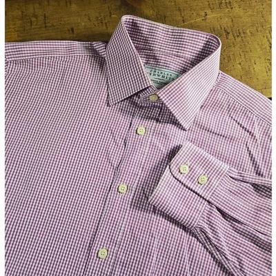 Charles Tyrwhitt Dress Shirt 16 35 Purple Gingham Checkered Long Sleeve - Image 1 of 4
