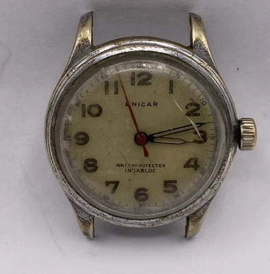 Vintage 1950’s Relógio de Pulso Masculino Enicar 17j Mostrador Militar Funciona Fortemente - Imagem 1 de 4