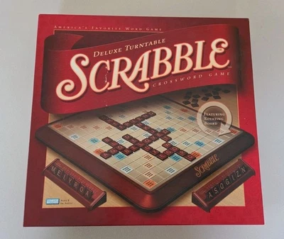 SCRABBLE Deluxe Edition 2001 Crossword Game with Turntable MISSING LETTERS TILES - Image 1 of 4