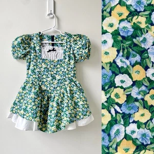 Vintage 4T Dress Eve Too Milkmaid Floral Puff Sleeve Ruffle Crinoline Lace EUC - Picture 1 of 12