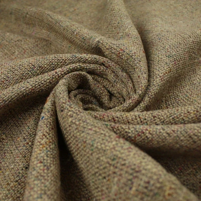BEIGE Heavyweight Coloured Fleck 100% Silk Linen Look Material Upholstery 9823 - Image 1 of 4