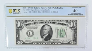 1934 A $10 Philadelphia PA FRN Fr#2006-C Extremely Fine 40 PCGS *5980 - Picture 1 of 3