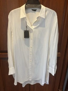 MASSIMO DUTTI Long Tunic White Shirt/Dress Beautiful Fabric NWT $119 US M/L WOW! - Picture 1 of 7