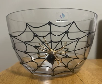 Новый лидер Хэллоуин украшенный драгоценными камнями черный жемчуг золотой паук на паутине стеклянная чаша новый - Изображение 1 из 4