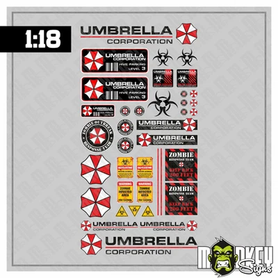 Stickerbogen 38tlg Umbrella Logo Aufkleber Set 1:18 RC Car Tuning Decals - Bild 1 von 3