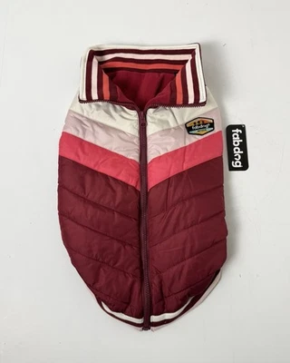 NWT Fabdog Chevron Puffer Vest Jacket Burgundy Dog Coat Sz M 16” Retail $64.99 - Image 1 of 4