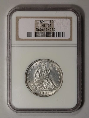 1891 Seated Liberty Half Dollar - Motto 50C NGC MS61 - Image 1 of 4