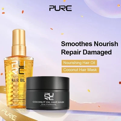 Aceite de Argán Nutritivo + Aceite de Coco Mascarilla Cabello Suavizante Fortalecer Reparación Dañada Foto 1 de 4