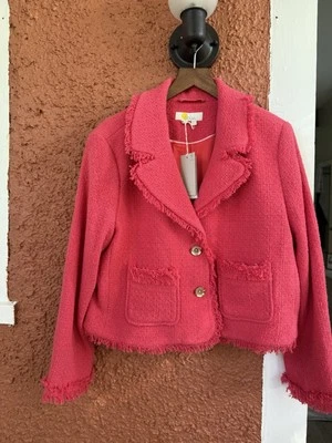 CHAQUETA CORTA AJUSTADA CON TEXTURA DE SUELO ROSA CORAL TALLA 10 Business Preppy Flecos Foto 1 de 4