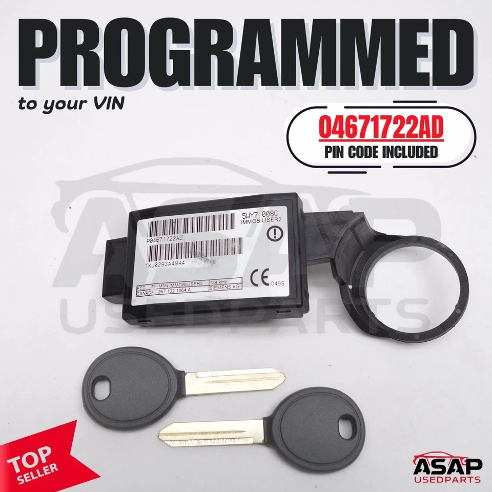 🐔 VIN PROGRAMMED PLUG & PLAY IMMOBILIZER DODGE NEON 2001-2005 04671722AD 🐔 - Image 1 of 4