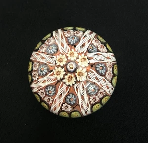 Vintage Strathearn 8-spoke Multicolor Latticino Millefiori Paperweight 3" - Picture 1 of 9
