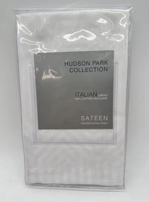 NEW Hudson Park Italian Linens 100% Cotton Sateen Standard Pillow Sham White - Image 1 of 3