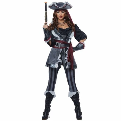 Fantasia Feminina Captain Blackheart Deluxe Pirate Swashbuckler Buccaneer - Imagem 1 de 2