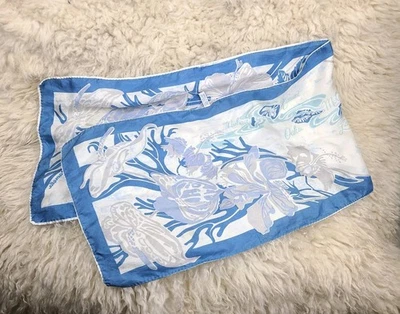 De Colección Años 60 Seda Hawai Recuerdo Bufanda Oblonga Mapa Impresión Mano Rollo Dobladillo Mod Pinup  Foto 1 de 4