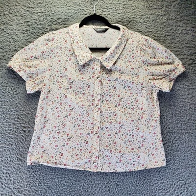 Allegra K Top Womens XL Multicolor Floral Button Down Peter Pan Collar - Image 1 of 4