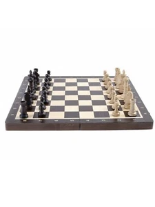 Turnier Schach 5 Wenge Intarsien Schachbrett und Schachfiguren Holz - Bild 1 von 3