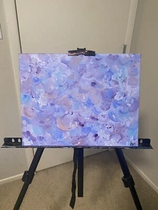 Mermaid Scales Paintings | On Canvas | Blue + Purple Acrylic Paint | 11x14 - Picture 1 of 7