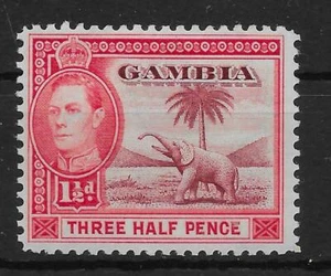 GAMBIA SG152 1938 1½d BROWN LAKE & BRIGHT CARMINE MTD MINT - Imagen 1 de 2