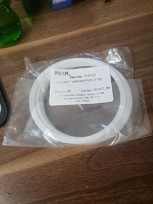 Parr Reactor Head Gasket, 315HC2, PTFE, 4” ID, New, Pk of 6 - Image 1 of 2