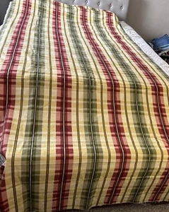 Vintage Yellow Red Green Plaid Pattern Fabric Upholstery Furniture Couch Sofa - Picture 1 of 4