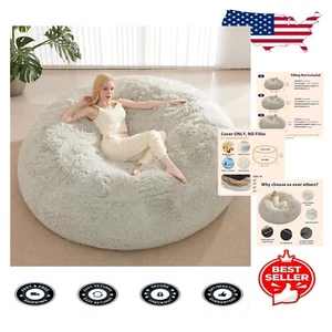 Durable 6FT Grey Bean Bag Cover with Waterproof Lining - Stylish & Functional - Picture 1 of 9