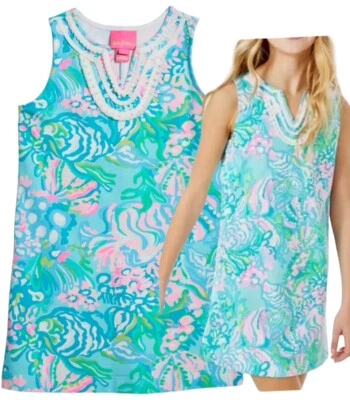 Vestido Pullover Lilly Pultizer RARO Niñas Mini Harper Shift XL 12-14 Estampado Azul Foto 1 de 4