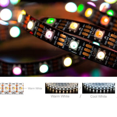 SK6812 RGBW RGBWW 4in1 LED Streifen licht 30/60/144Pixel/m Adressierbare WS2812B - Bild 1 von 4
