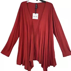 Agnes Dora Asymmetric Cardigan Color Rust Open Front Size XL Long Sleeve Pockets - Picture 1 of 10