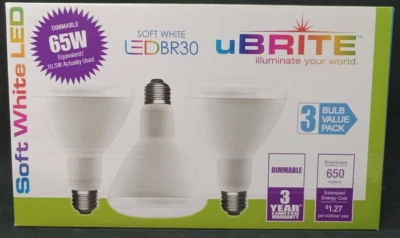 65W BR30 LED Indoor Flood Light Bulbs, Dimmable, 3 Pack - 650 lm Soft White - Image 1 of 3