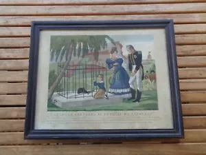 Gravure couleur FAMILLE BERTRAND au tombeau de NAPOLEON / Cereghetti au 19ème s. - Bild 1 von 2