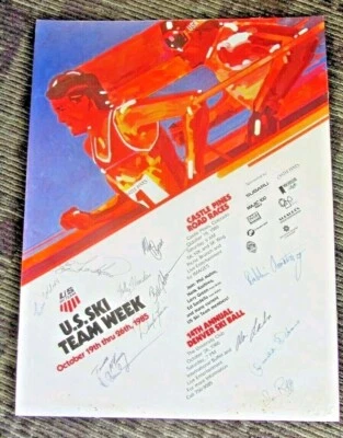 Gold Medal Olympic Winners Signed Poster Bill Johnson Armstrong Roffe Hall Fame - Image 1 of 4