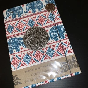 Elephant Journal Metal Embossed Journal BOHO Red Teal Notes Blank Book Travel - Picture 1 of 18