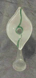 Murero Glass Vase 16" Big Calla Lily Flower From Empoli Italy HandBlown w/Labels - Picture 1 of 7