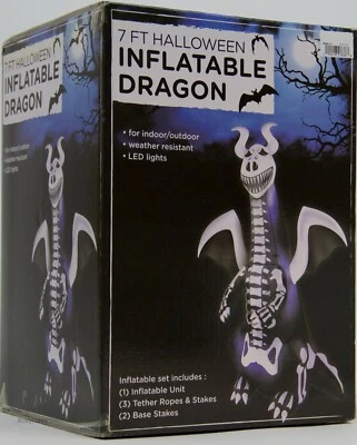 Halloween 7 ft T-Rex Skeleton Dragon Dinosaur Lighted Yard Airblown Inflatable - Image 1 of 2