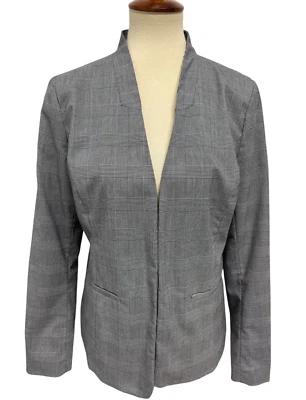 Apt.9 Mujer Blazer Glen Check Gris Frente Abierto Manga Larga Talla 10 Foto 1 de 4